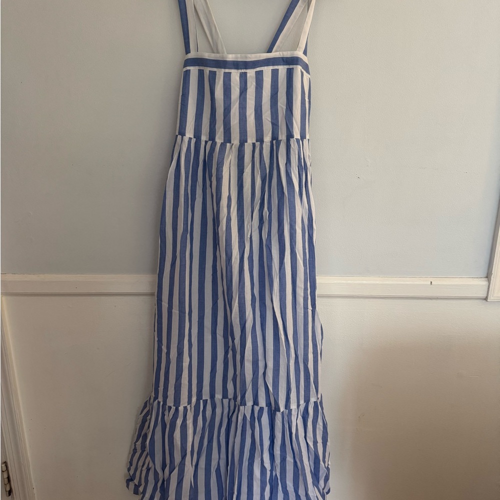 English Factory Hallowell Marina Blue and White Striped Dress
